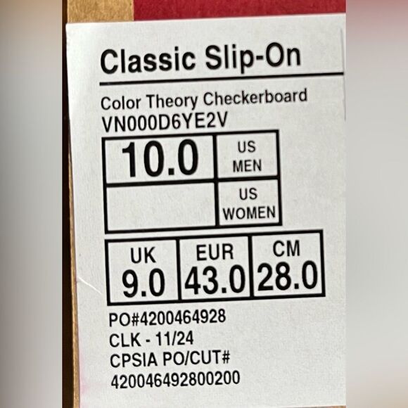 Vans classic slip on color checkboard men size 10/11 - Picture 5 of 6